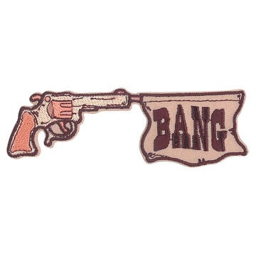 WILD WEST BANG! Western Patch - 4.25x1.5 Inch - Cowboy Wild Wild West Sheriff Shootout Embroidered Patch Applique Craft Supply