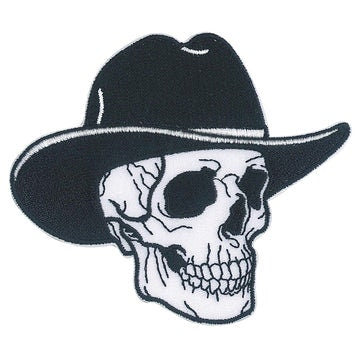 Cowboy Skull Patch - 4.3x3.6 Inch - Embroidered Patch Applique Craft Supply