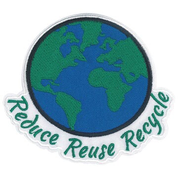 Reduse Reuse Recycle Patch - 4.1x3.6 - Embroidered Patch Applique Craft Supply