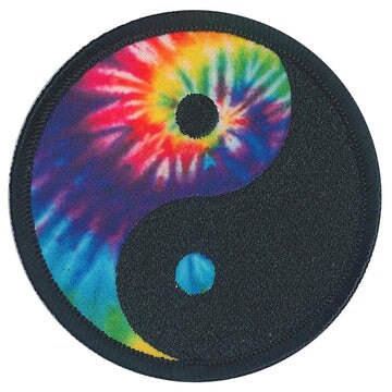 Tie Dye Yin Yang Patch - 3.2 Inch - Embroidered Patch Applique Craft Supply