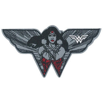 WONDER WOMAN Grayscale Reflective Patch - 4.7x2.5 Inch - DC Comics Embroidered Patch Applique Craft Supply