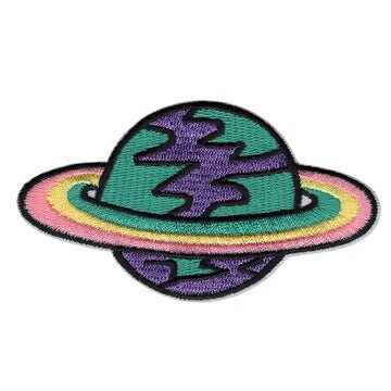 Rainbow Planet Patch - 4.2x2.5 Inch - Embroidered Patch Applique Craft Supply