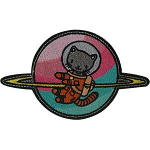 Space Cat Patch - 5x3 Inch - Embroidered Patch Applique Craft Supply