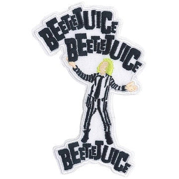 BEETLEJUICE Stencil 3 Times Patch - 2.8x4 Inch - Michael Keaton Tim Burton Fantasy Horror Movie Embroidered Patch Applique Craft Supply