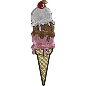JSX Triple Ice Cream Cone 1"x3.7" Patch Rainbow Pride Flag LGBTQ+ Embroidered Patch