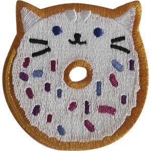 JSX Kitty Donut Patch - 3.5x3.6 Inch - Embroidered Patch Applique Craft Supply