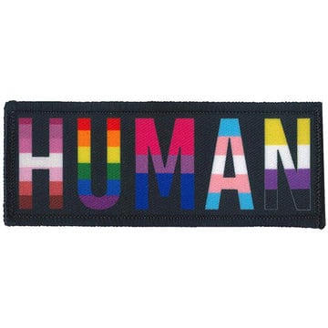 Human Patch - 4.3x1.9 Inch - Rainbow Pride Flag LGBTQ+ Embroidered Patch Applique Craft Supply