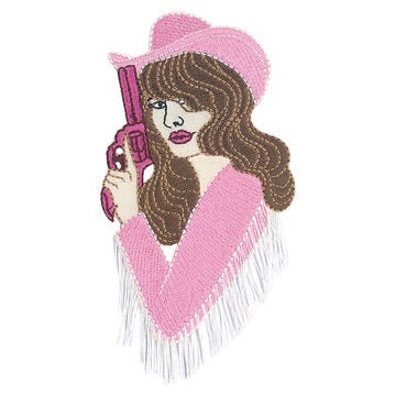 JSX Pink Cowgirl Patch - 2.5x4.5 Inch - Embroidered Patch Applique Craft Supply