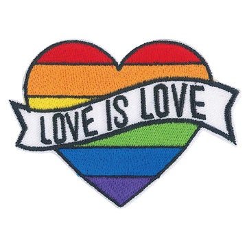 Love Is Love Heart Patch - 3.7x2.8 Inch - Rainbow Pride Flag Embroidered Patch Applique Craft Supply