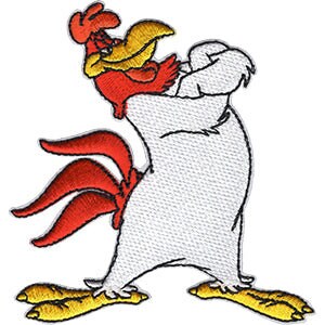 FOGHORN Patch - 3.5x3.75 Inch - Foghorn Standing Arms Crossed Looney Tunes Cartoon Classic Embroidered Patch Applique Craft Supply