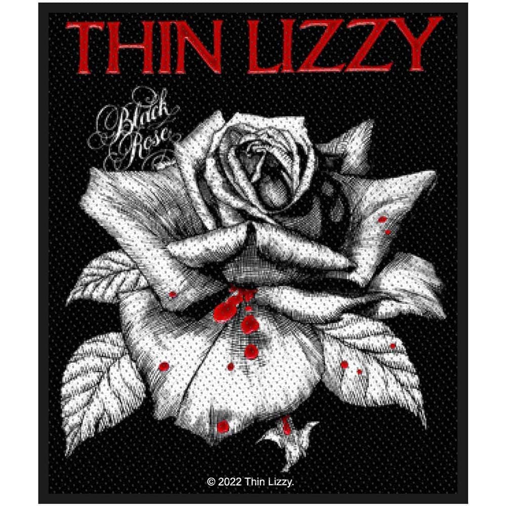 THIN LIZZY Patch - Approx 4x4 Inch - Thin Lizzy Black Rose Band Embroidered Patch Applique Craft Supply - Officially Licensed