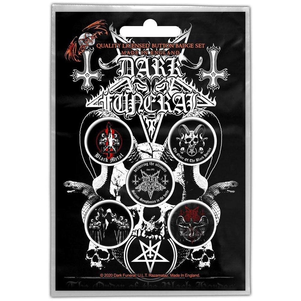 DARK FUNERAL Button Badge 5 Piece Set - Each Badge Approx 1 Inch - Dark Funeral The Black Hordes - Pinback Badge Button Pack Set