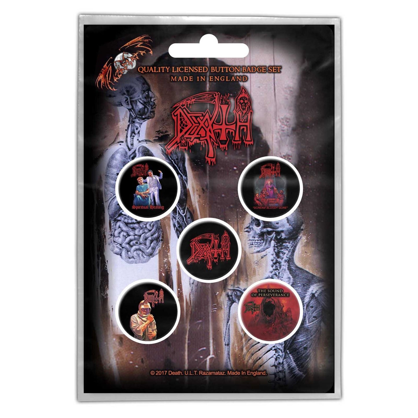 DEATH Button Badge 5 Piece Set - Each Badge Approx 1 Inch - Death Albums - Pinback Badge Button Pack Set