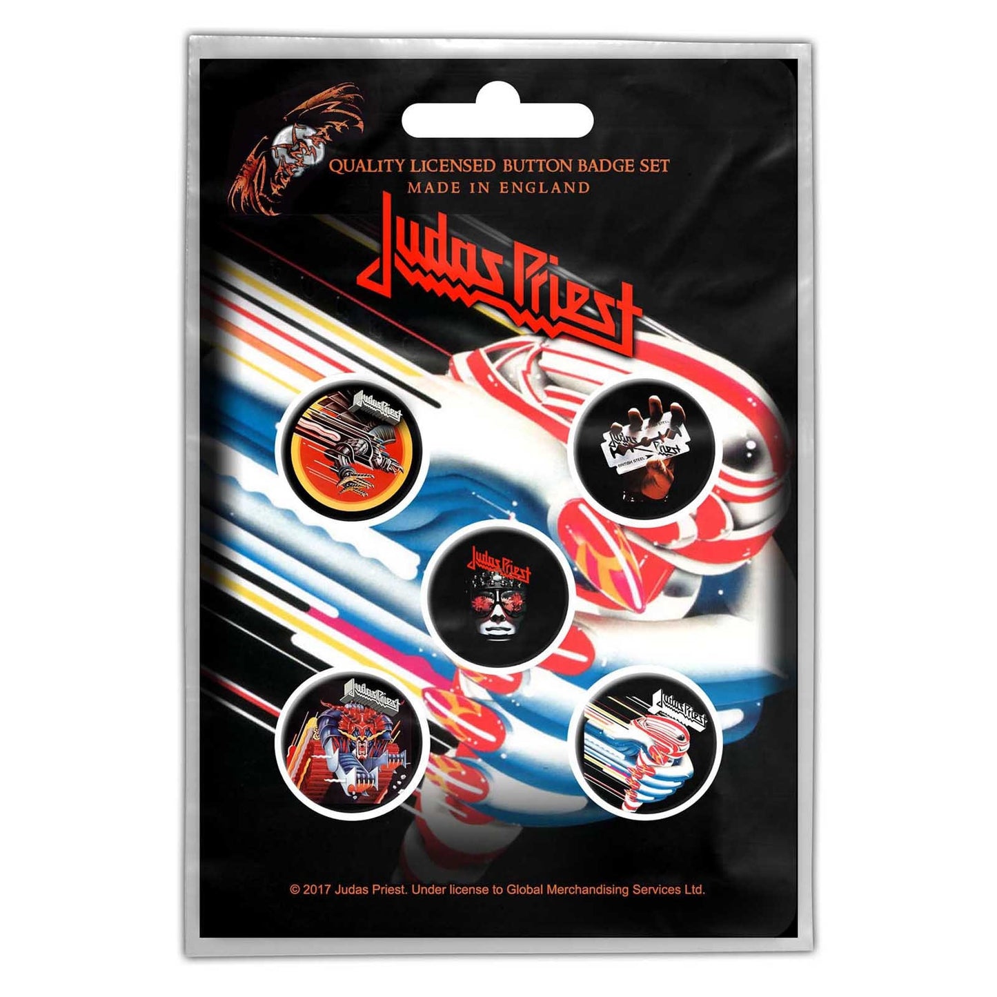 JUDAS PRIEST Button Badge 5 Piece Set - Each Badge Approx 1 Inch - Judas Priest Turbo - Pinback Badge Button Pack Set