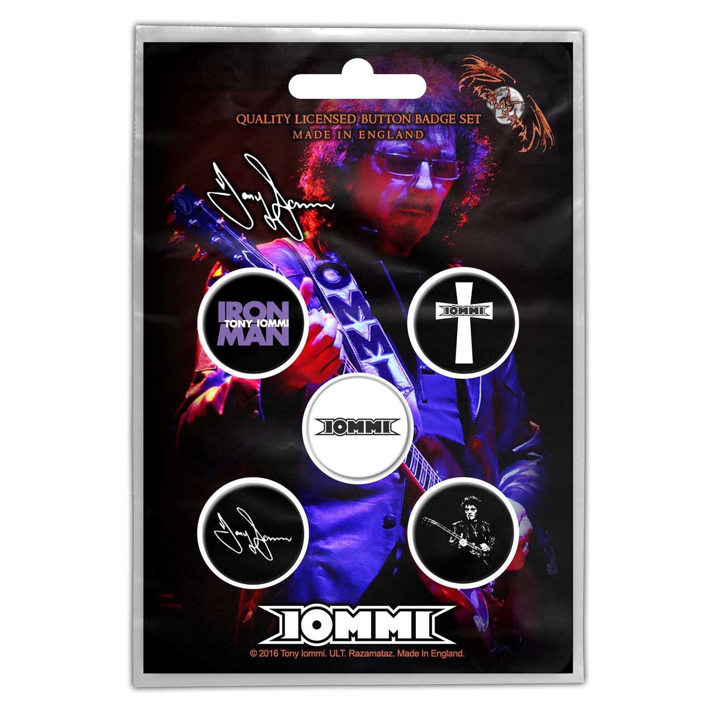 TONY LOMMI Button Badge 5 Piece Set - Each Badge Approx 1 Inch - Tony Iommi Guitar Black Sabbath - Pinback Badge Button Pack - Craft Supply