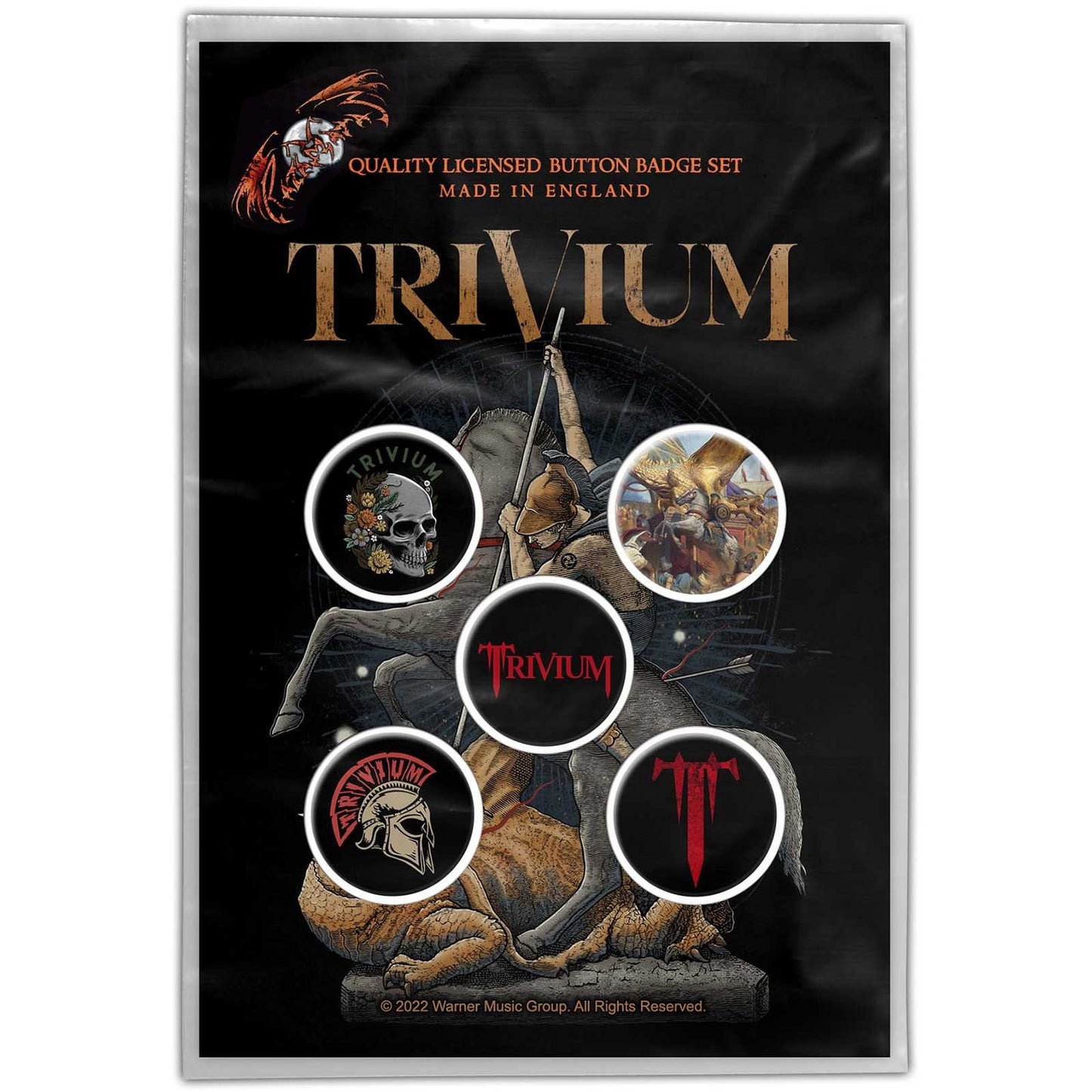 TRIVIUM Button Badge 5 Piece Set - Each Badge Approx 1 Inch - Trivium In The Court Of The Dragon - Pinback Badge Button Pack Set