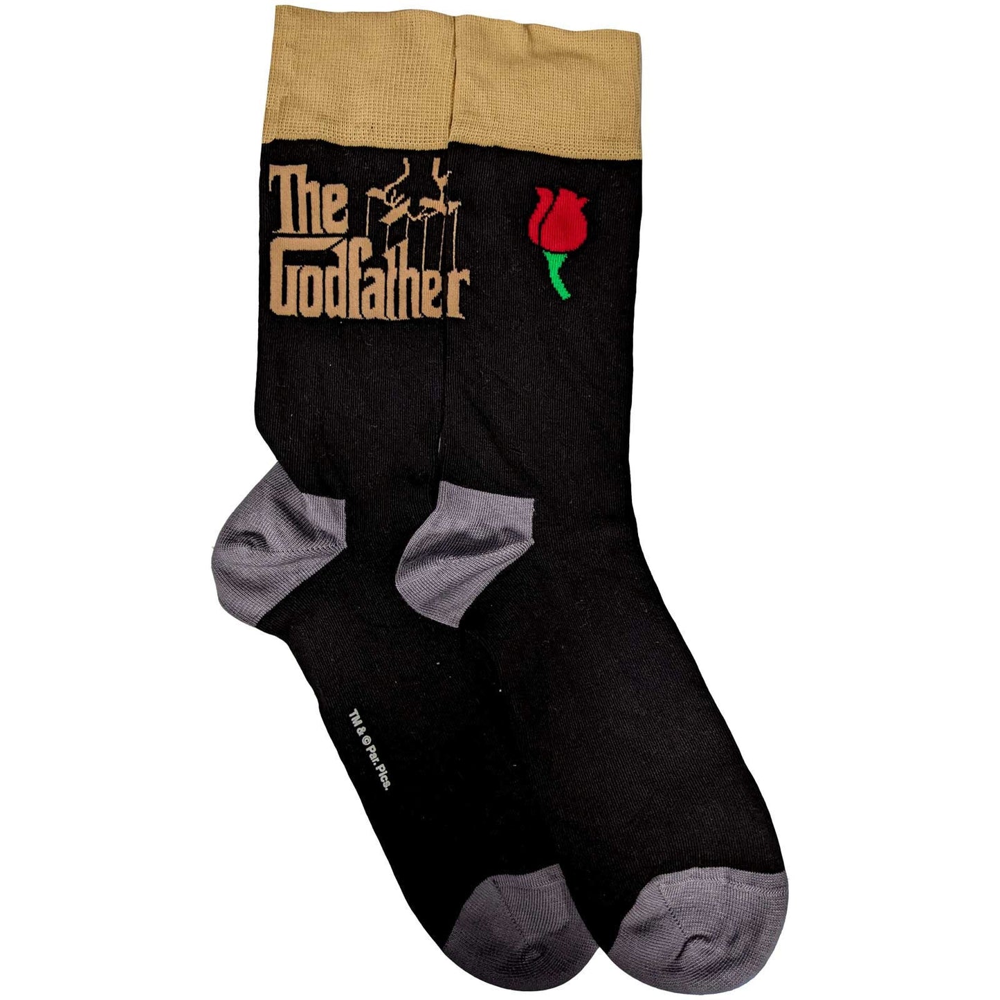 THE GODFATHER Socks - Movie Gold Pattern Unisex Ankle Socks - Men's Adult 8-12 - Officially Licensed Craft Costume Supply