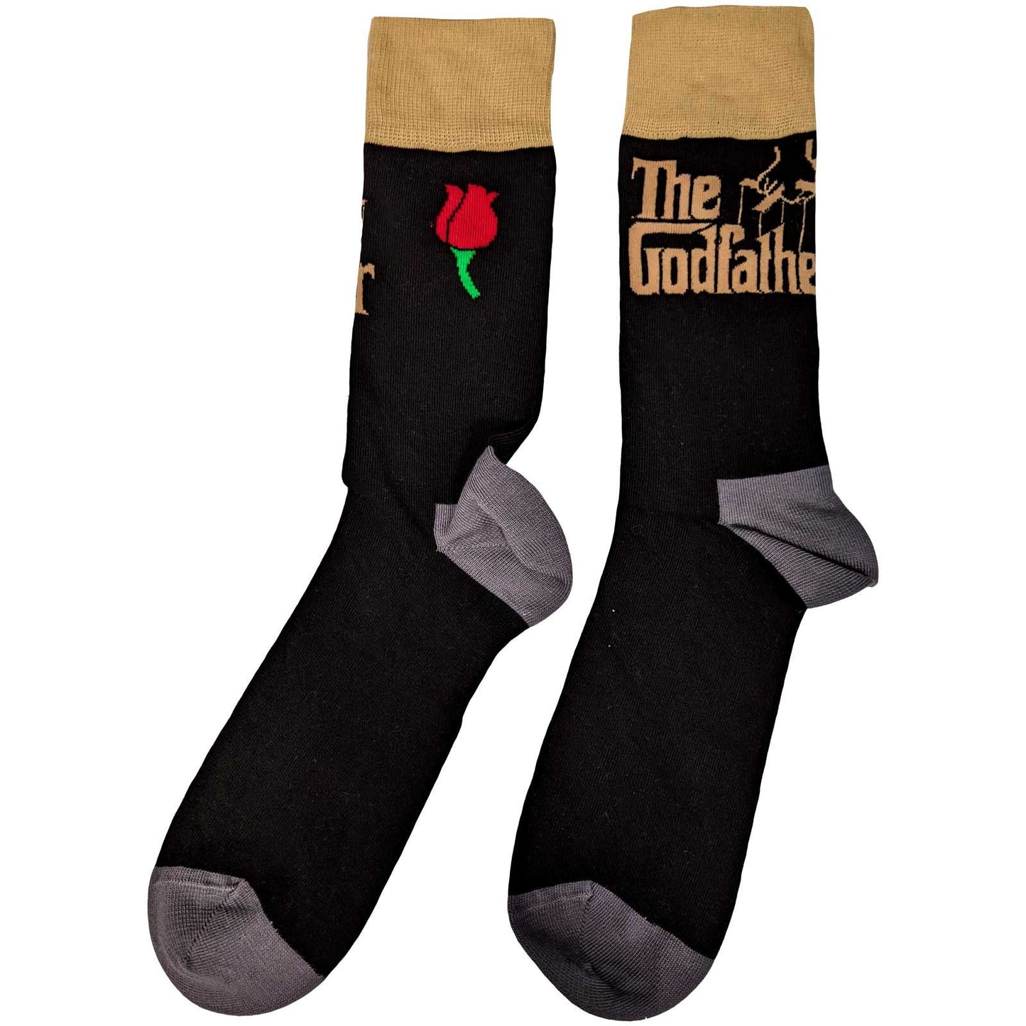 THE GODFATHER Socks - Movie Gold Pattern Unisex Ankle Socks - Men's Adult 8-12 - Officially Licensed Craft Costume Supply