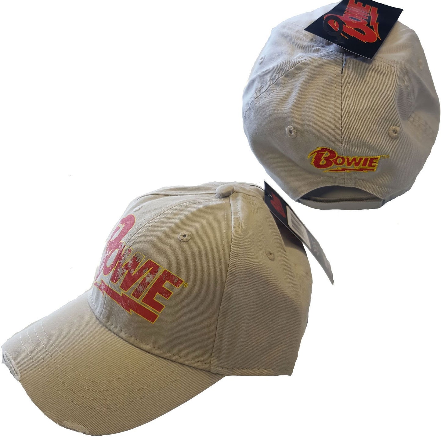 DAVID BOWIE Unisex Cap Hat - Made to Order - Sand Color David Bowie Flash Logo Adjustable Baseball Cap - Officially Licensed!