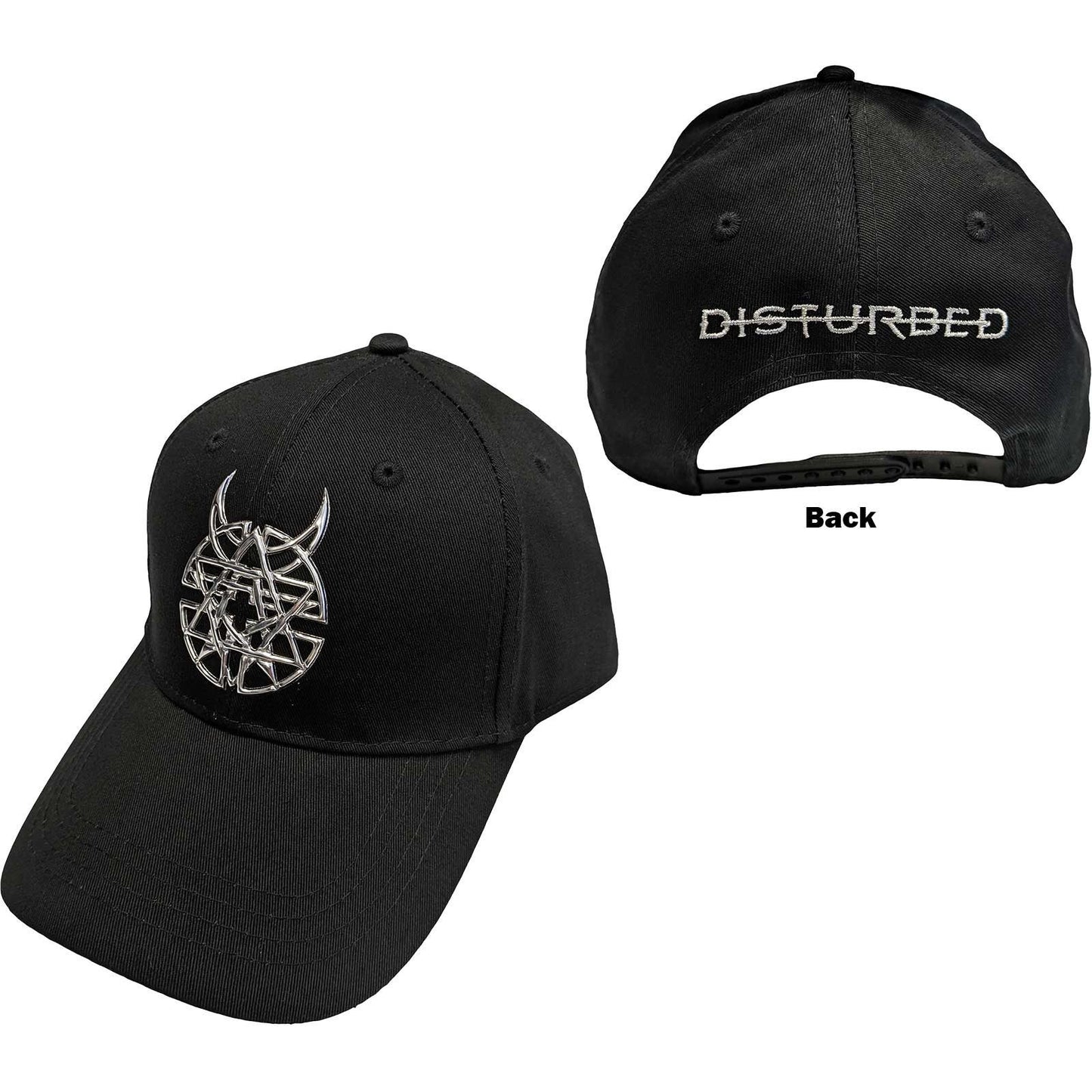 DISTURBED Unisex Cap Hat - Made to Order - Black Disturbed Sonic Silver Icon Logo Adjustable Snapback Baseball Cap - Officially Licensed!