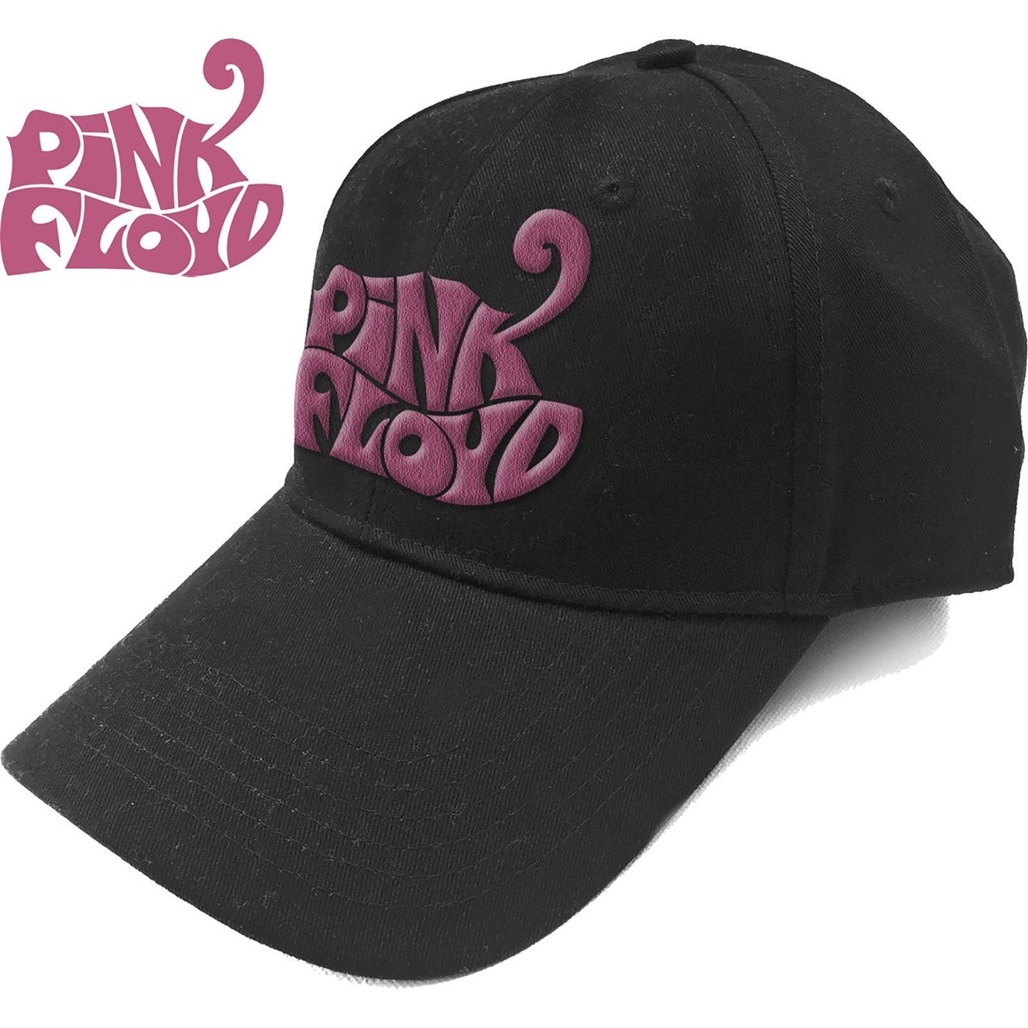 PINK FLOYD Unisex Cap Hat - Made to Order - Black Pink Floyd Retro Swirl Logo Adjustable Baseball Cap - Officially Licensed!