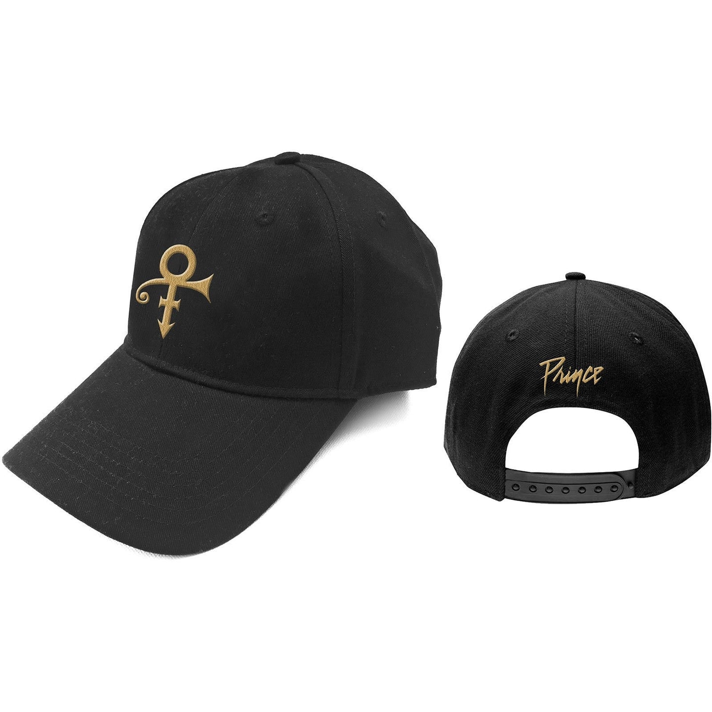 PRINCE Unisex Cap Hat - Made to Order - Black Prince Gold Symbol Adjustable Snapback Baseball Cap - Officially Licensed!