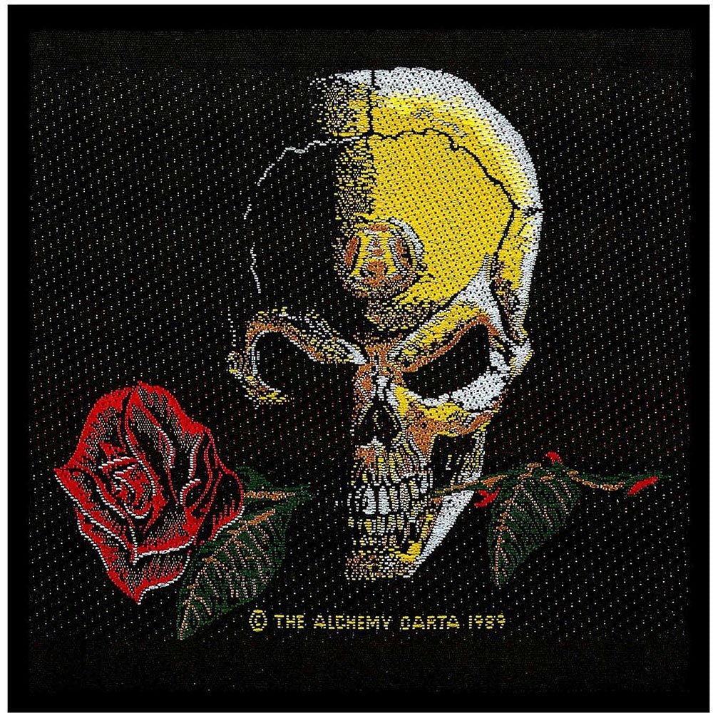 ALCHEMY THE ALCHEMIST Skull Red Rose Patch - 4X3.75 Inch - Embroidered Patch Applique Craft Supply - Officially Licensed