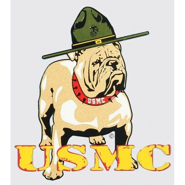 USMC Bulldog Vinyl Decal Sticker - 4.25x4.75 Inch - United States Marines Corps USMC Clear Decal Car Truck Window Vehicle Military