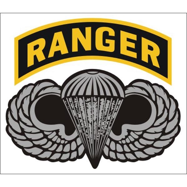 Army Ranger Parachutist Badge Vinyl Decal Sticker - 4.5x4 Inch - United States Army Clear Decal For Car Truck Window Vehicle Military