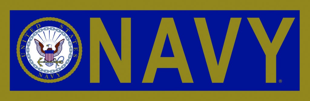 United States Navy Crest Metallic Bumper Sticker Decal - 11.25x3.5 Inch - USN Navy Veteran Vets Military Sticker Decal Craft Supply