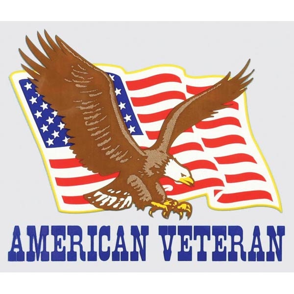 American Veteran with Eagle & Flag Vinyl Decal Sticker - 5x4.25 Inch - United States Flag Clear Decal For Car Truck Window Vehicle Military