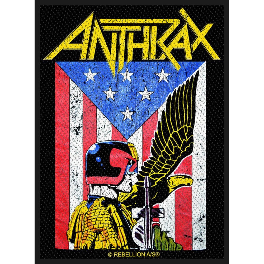 ANTHRAX Judge Dredd Patch - 4x3 Inch - Anthrax Judge Dredd Embroidered Patch Applique Craft Supply - Officially Licensed