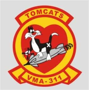 TOMCATS VMA-311 Vinyl Decal Sticker - Approx 4 Inch - Fighter Attack Squadron 311 - USMC Marine Corps Military Decal For Car Truck Window