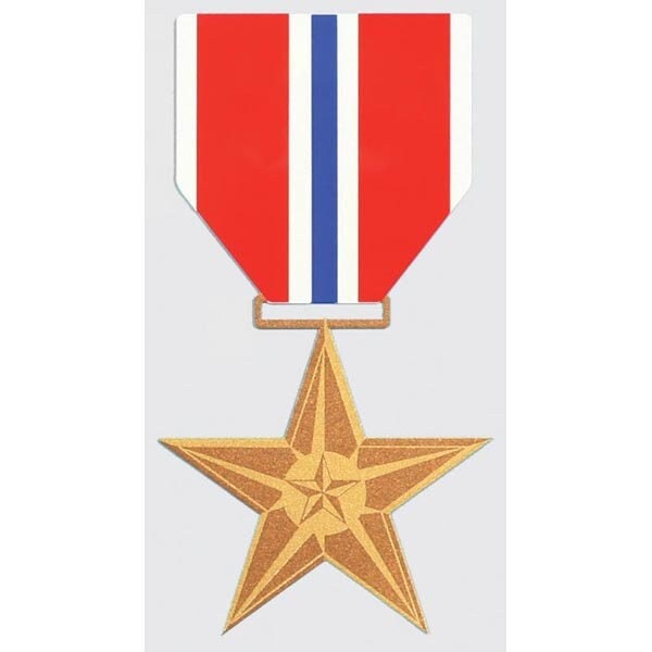Bronze Star Medal Vinyl Decal Sticker - 3x5.75 Inch - United States Armed Forces Award Clear Decal Car Truck Window Vehicle Military