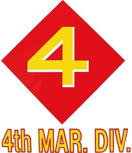 4th Marine Division Vinyl Decal Sticker - 3.75x4.5 Inch - United States Marines Corps USMC Clear Decal Car Truck Window Vehicle Military