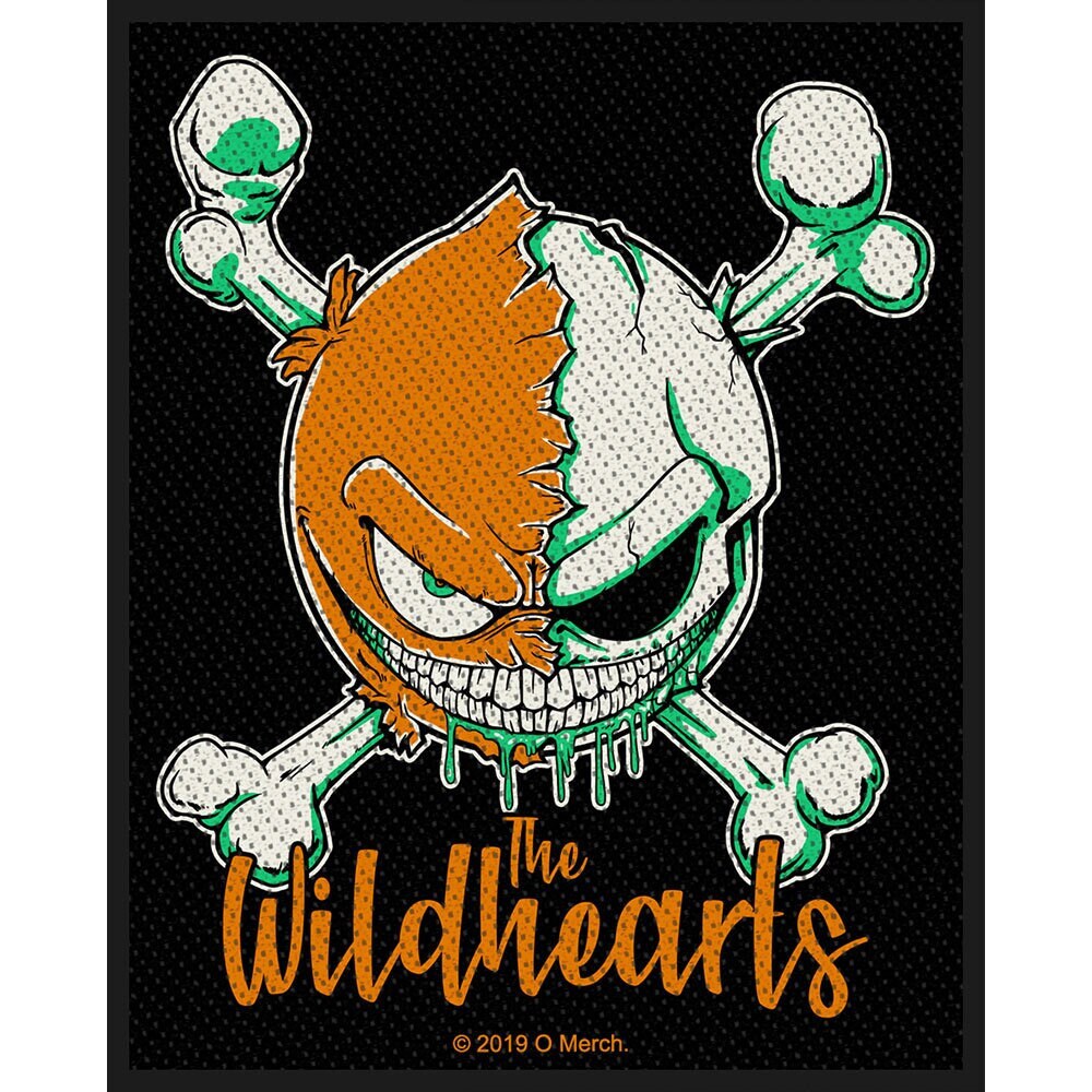 THE WILDHEARTS Green Skull Patch - 3x4 Inch - Wildhearts Rock Band Embroidered Patch Applique Craft Supply - Officially Licensed