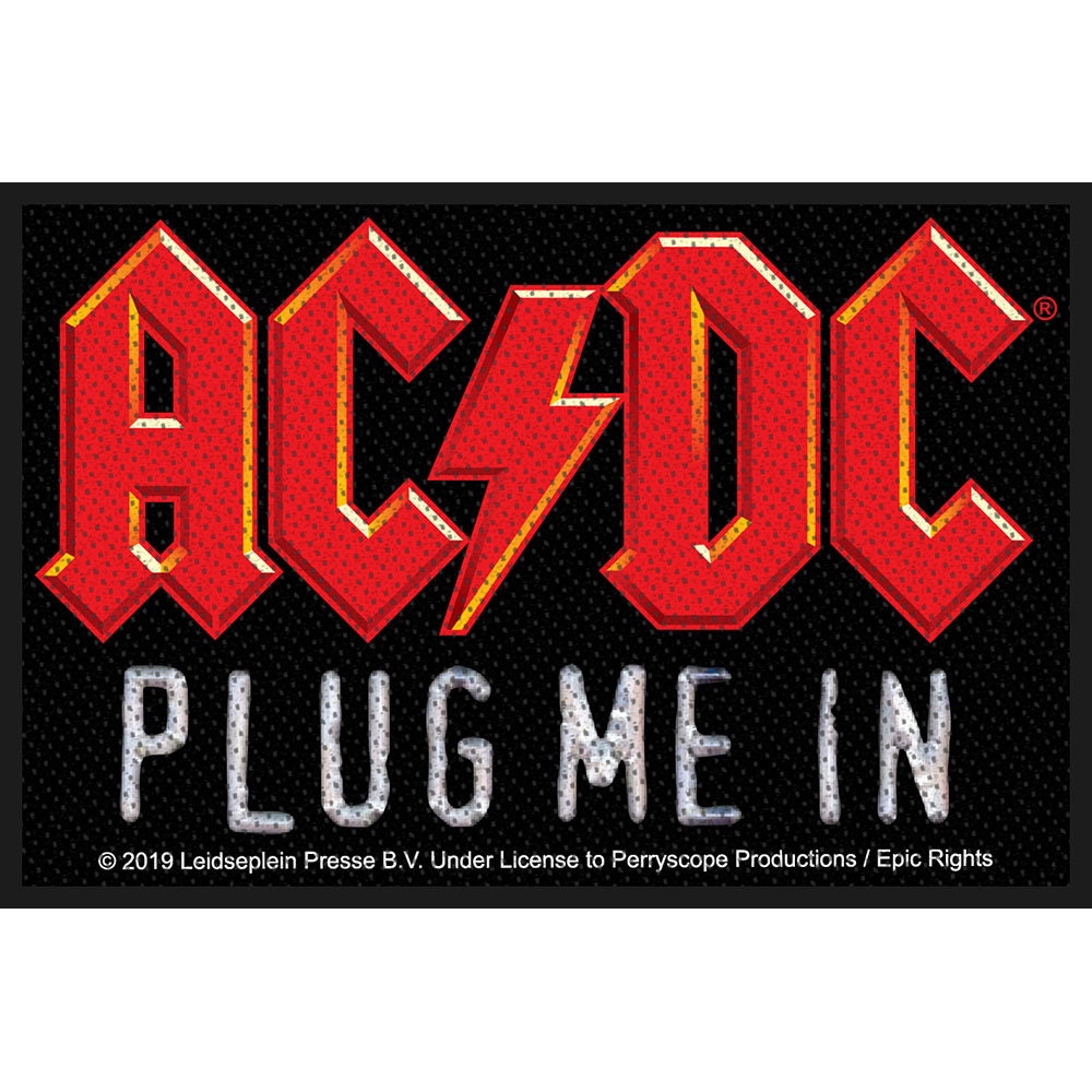 ACDC Plug Me In Patch - 3.5 Inch - AC/DC Rock Band Embroidered Patch Applique Craft Supply - Officially Licensed!
