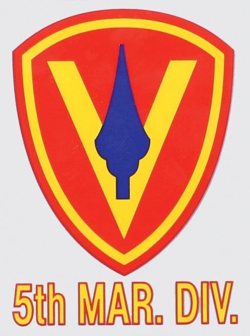 5th Marine Division Vinyl Decal Sticker - 3.25x4.5 Inch - United States Marines Corps USMC Clear Decal Car Truck Window Vehicle Military