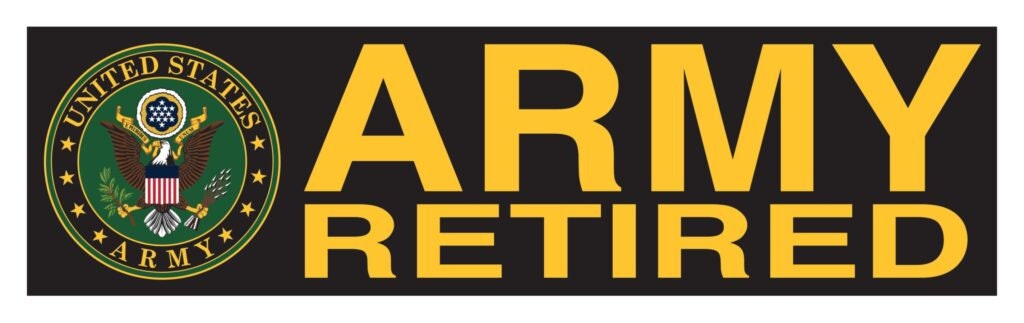 Army Retired With Crest Vinyl Decal Sticker - 9x3 Inch - United States Army Retired Military Decal Bumper Sticker Car Truck Window