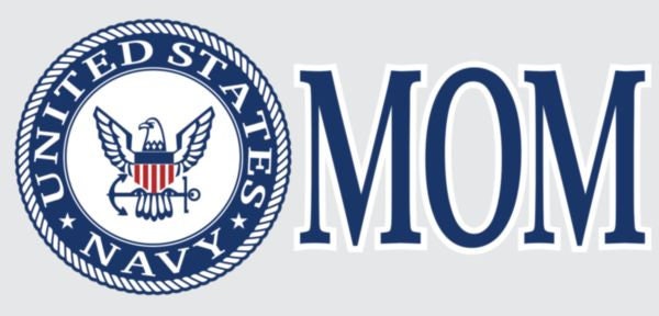 U.S. Navy MOM Vinyl Decal Sticker - 3x6.25 Inch - United States Navy USN Proud Mom Clear Decal For Car Truck Window Vehicle Military
