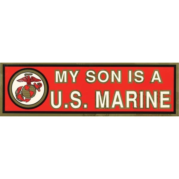 My Son Is a U.S. Marine Vinyl Decal Sticker - 11.25x3.75 Inch - United States Marines USMC Military Decal Bumper Sticker Car Truck Window