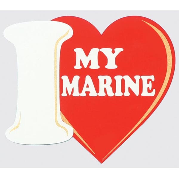 I (Heart) My Marine Vinyl Decal Sticker - 4.75x4.25 Inch - USMC Marines Clear Decal Car Truck Window Vehicle Military Craft Supply
