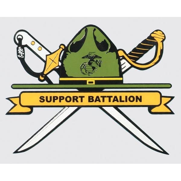 Marines Support Battalion Vinyl Decal Sticker - 4.25x3.5 Inch - USMC Clear Decal Car Truck Window Vehicle Military Craft Supply