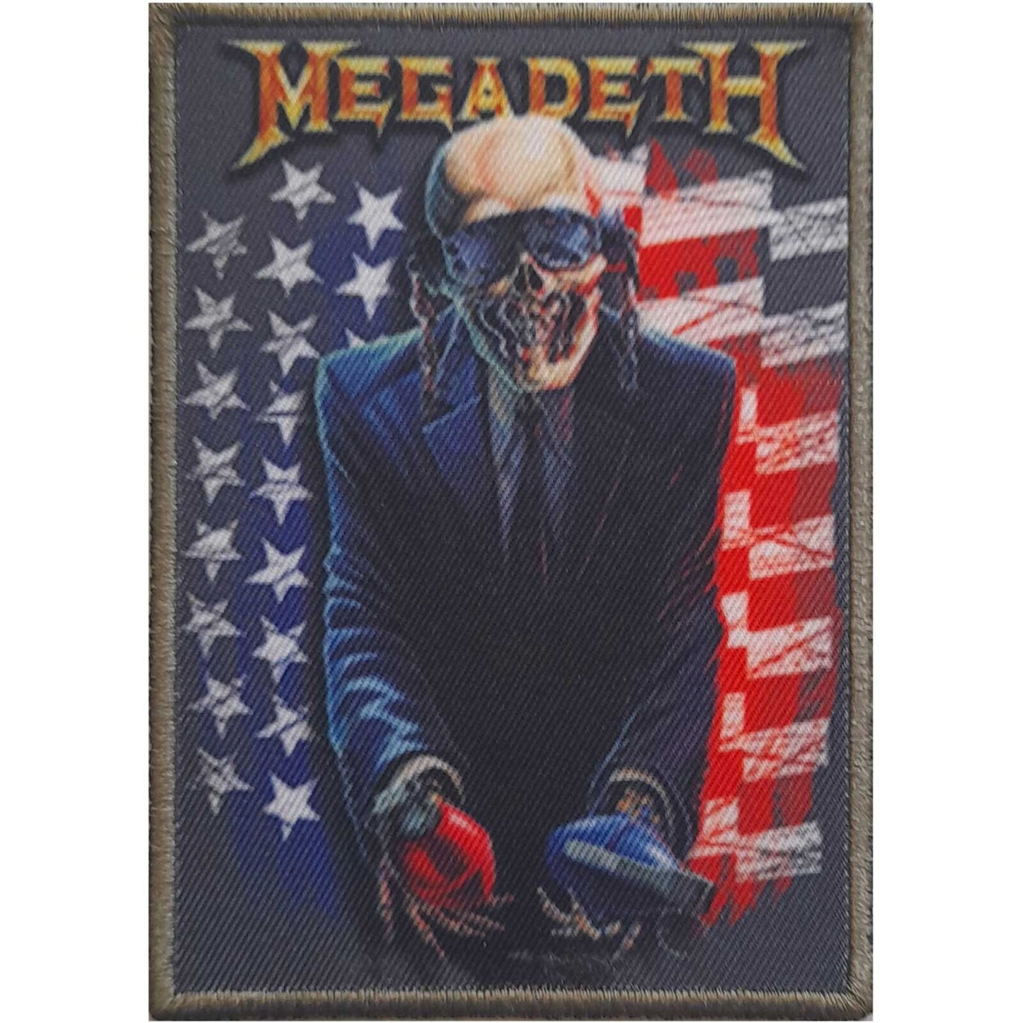 MEGADETH Patch - 3x2 Inch - Megadeth Grenade USA Flag Thrash Metal Band Logo Embroidered Patch Applique Craft Supply - Officially Licensed