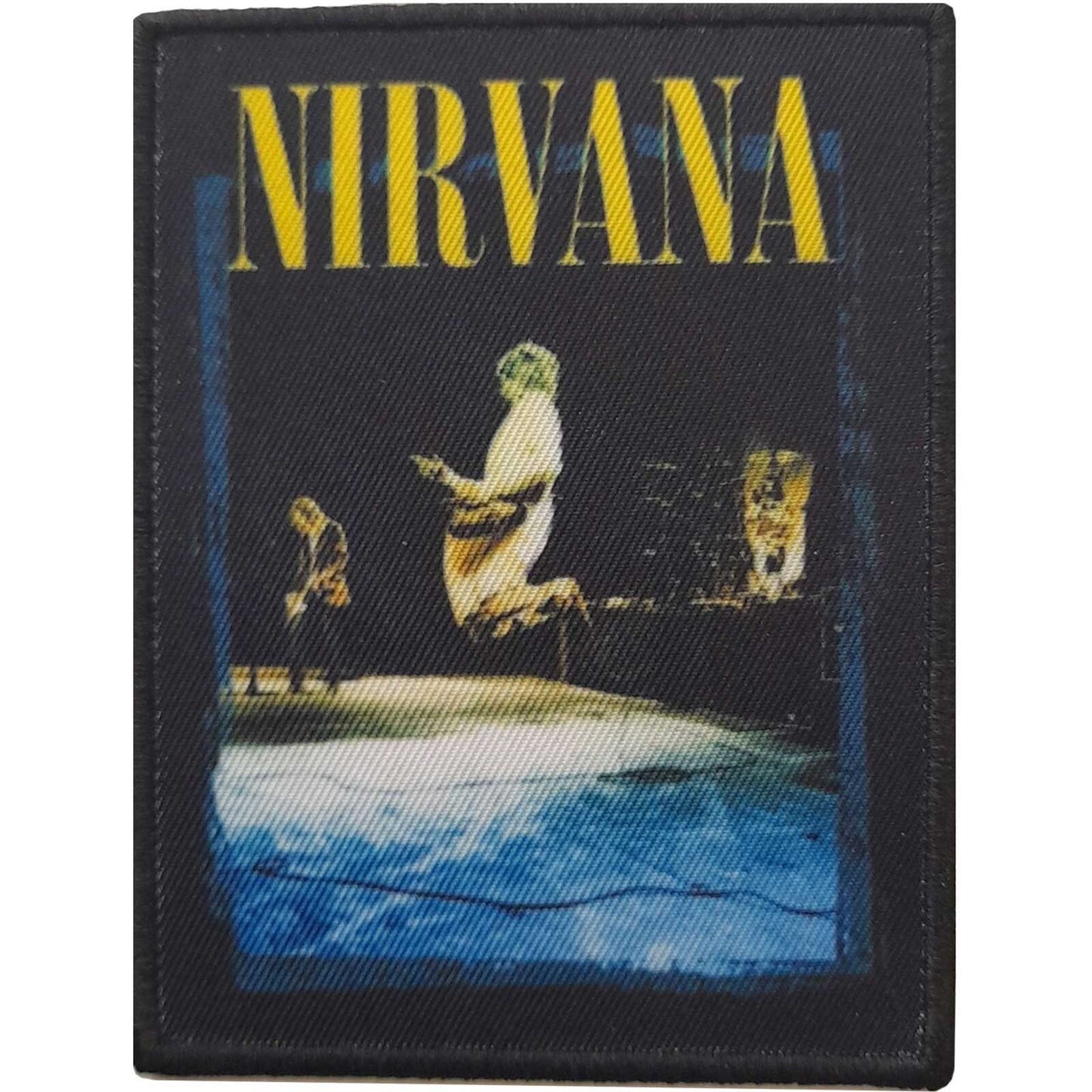 NIRVANA Patch - 3x3.75 Inch - Nirvana Stage Jump Kurt Cobain Rock Band Logo Embroidered Patch Applique Craft Supply - Officially Licensed