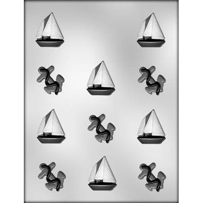 ANCHOR AND SAILBOAT Chocolate Candy Mold -- Sailing Docking Ocean Nautical Anchoring Boat