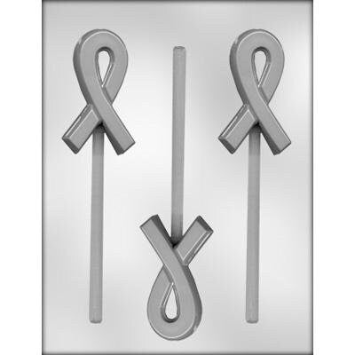 AWARENESS RIBBON Sucker Lolly Chocolate Candy Mold -- Pink Yellow Red Ribbon Support Awareness Craft Supply