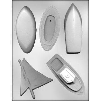 3D BOAT ASSORTMENT Chocolate Candy Mold -- Motorboat Sailboat Speedboat Craft Supply