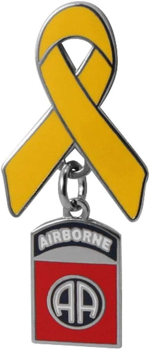 U.S. ARMY Yellow Ribbon with 82nd Airborne Airborne Division Charm Lapel Pin - 1 Inch - Enamel Pin Backpack Tie Shirt Trading Button Pinback