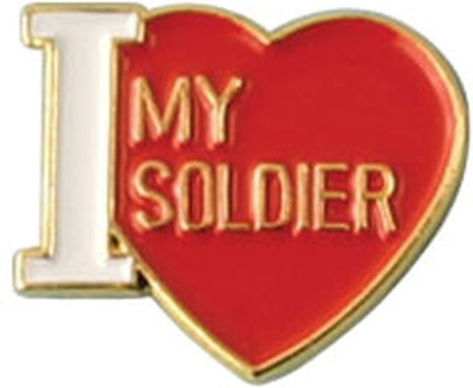 I Love (Heart) My Soldier Lapel Pin - 5/8 Inch - United States Army Enamel Pin for Backpack Tie Shirt Trading Button Pinback Craft Supply